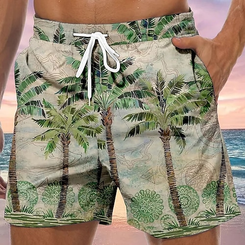 

Per uomo Boxer da surf Pantaloncini da mare Boxer da mare Pantaloncini estivi Pantaloncini da spiaggia A cordoncino con fodera in rete Vita elastica Albero di cocco Stampe astratte Asciugatura rapida