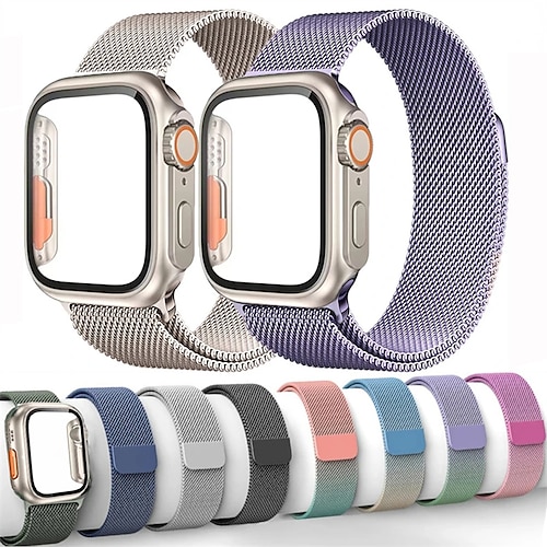 

Milanese Loop Compatible with Apple Watch band 40mm 41mm 44mm 45mm with Case Magnetic Clasp Stainless Steel Strap Replacement Wristband for iwatch Series 8 7 6 5 4 SE