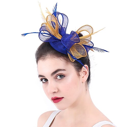 

fascinators Sinamay Kentucky Derby Hesteløp Elegant Retro Rød Med Fjær Sløyfe Hodeplagg Hodeplagg