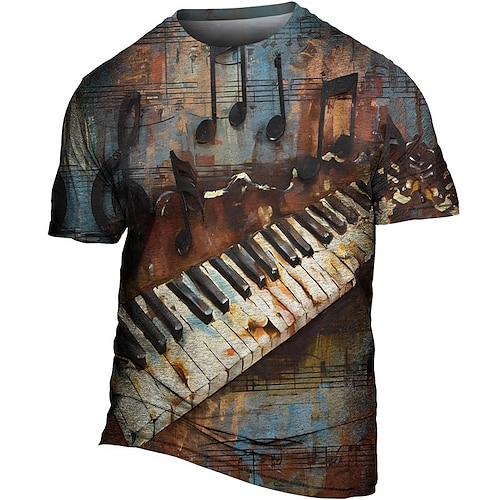 

Per uomo maglietta Pop art Musica Pianoforte Girocollo Abbigliamento Stampa 3D Esterno Giornaliero Manica corta Stampa Di tendenza Originale Vintage