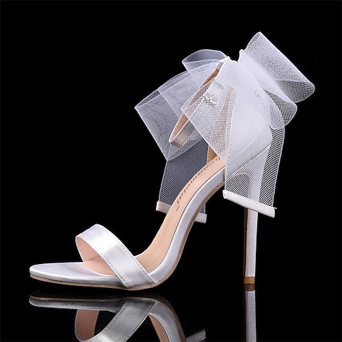 

Mulheres Saltos Sapatos De Casamento Sapatos de vestir Salto agulha Salto de alça de tornozelo Casamento Festa Verão Laço Presilha Salto Agulha Ponta Redonda Dedo Aberto Moda Sensual Minimalismo Cetim