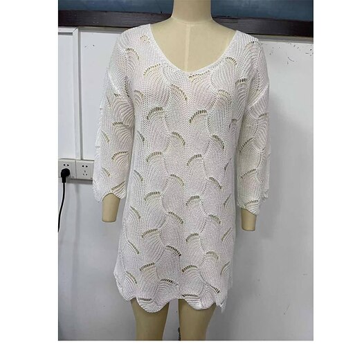 

Mujer Suéter de punto Puente Cable Fornido Tejer Sayo Ahuecado Agujero Color puro Cuello Barco Elegante Sensual Fiesta Exterior hombro caído Verano Primavera Verde Trébol Gris Claro XS S M