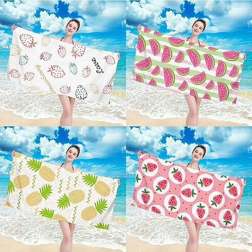 

serviette de plage en tissu éponge en microfibre fruits frais impression numérique 3d couverture de bord de mer châle essuyant la sueur serviette