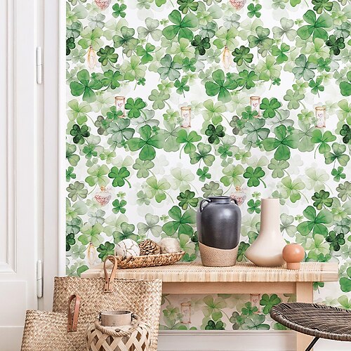 

1pc plantas florais ciclo cor decoração de casa floral moderno cobertura de parede material de pvc/vinil papel de parede autoadesivo pano de parede papel de parede quarto 17.7in 78.7in