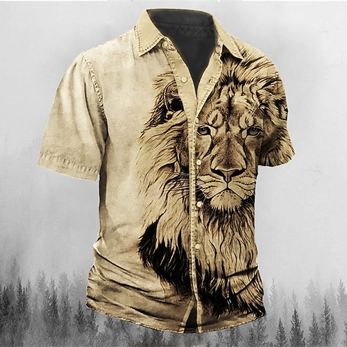 

Herren Hemd Tier Tiger Grafik-Drucke Umlegekragen Blau Khaki Outdoor Strasse Kurze Ärmel Bedruckt Bekleidung Modisch Strassenmode Designer Weich