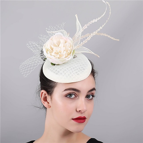 

Fascinators Polyester Wedding Kentucky Derby Cocktail Royal Astcot Elegant Lady With Feather Floral Headpiece Headwear