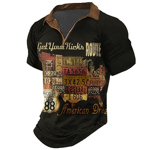 

Per uomo POLO Polo con zip Camicia da golf Golf Alfabetico Stampe astratte Vintage ▾ Collo ripiegabile Nero Verde militare Blu Verde Grigio Esterno Strada Maniche corte Cerniera Stampa Abbigliamento