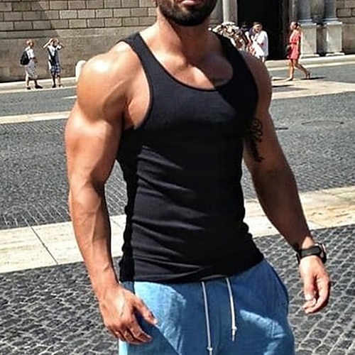 

Herren Tank Top Shirt Unterhemden Ärmelloses Hemd Glatt Rundhalsausschnitt Sport Natur Athlässigkeit Ärmellos Bekleidung Modisch Strassenmode Muskel
