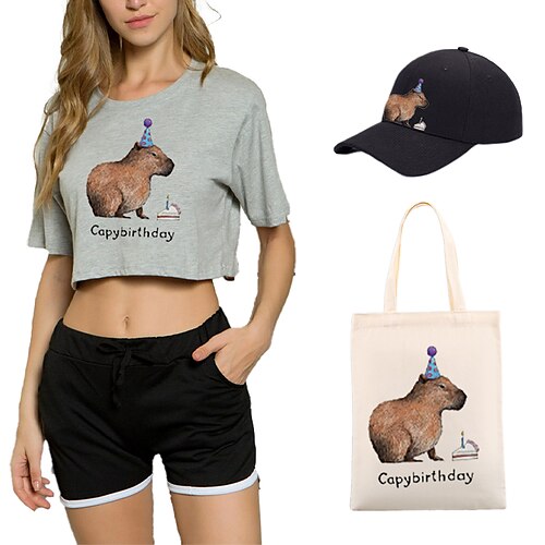 

Con animale Capibara Maglietta Pantaloncini Cappellino da baseball Stampa Grafica Borsa Pantaloncini Cappelli Per Per donna Per adulto Stampa a caldo 100% poliestere Casual / quotidiano