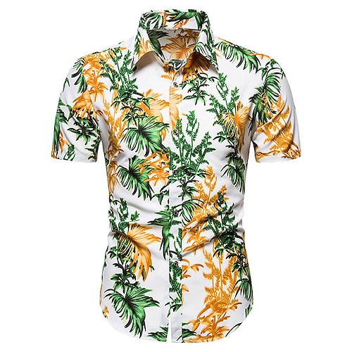 

Herre Skjorte Hawaii skjorte Button Up skjorte Sommer skjorte Casual skjorte Hvid Mørkeblå Kortærmet Blomst / Planter Krave udendørs I-byen-tøj Trykt mønster Tøj Gade Stilfuld Afslappet