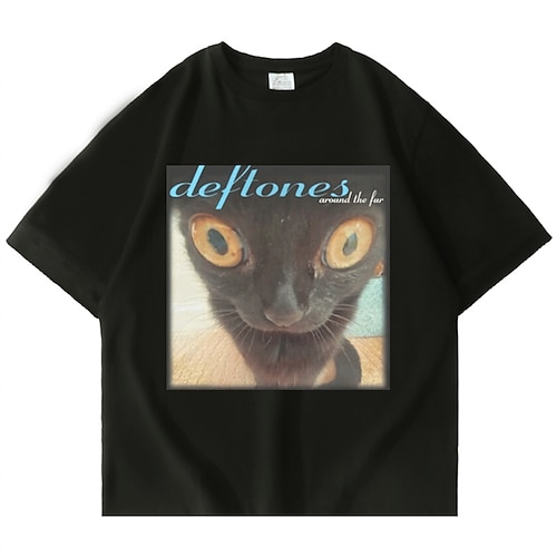 

Animal Deftones autour du chat à fourrure Manches Ajustées Animé Art graphique Tee-shirt Pour Homme Femme Unisexe Adulte Estampage à chaud 100% Coton Casual Quotidien
