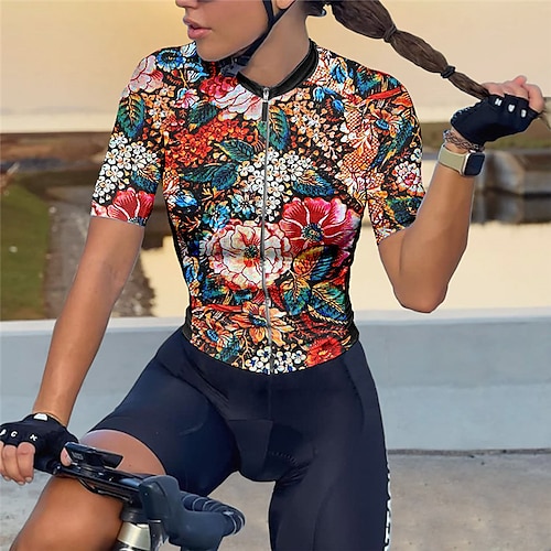 

21Grams Mulheres Camisa para Ciclismo Manga Curta Moto Blusas com 3 bolsos traseiros Ciclismo de Montanha Ciclismo de Estrada Respirável Pavio Humido Secagem Rápida Tiras Refletoras Violeta Amarelo