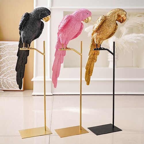 

Nordic Colored Resin Parrot Ornaments Wine Cabinet Living Room Porch Decoration Handicrafts Large Size Home Decoration Gift 1PC