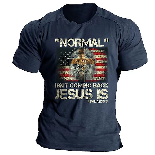 

herre t-skjorte kul skjorte t-skjorte tro bomullsblanding løve rund hals svart lys grå armygrønn blå utendørs casual kortermet print klær klær basic vintage