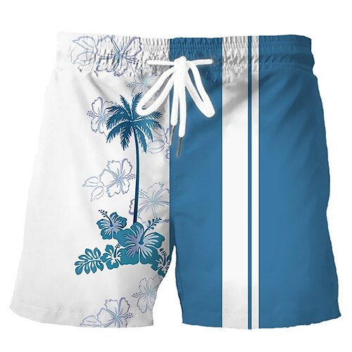 

Herre Surf shorts Badeshorts Sommer shorts Strandshorts Snørelukning med mesh-for Elastisk Talje Grafiske tryk Spray Blomst Hurtigtørrende Korte Afslappet Daglig Ferie Boheme Hawaiiansk Hvid Blå