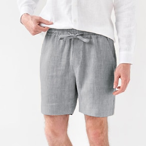 

Homme Short Short en lin Short d'été Short de plage Cordon Taille elastique Plein Confort Respirable Court Extérieur du quotidien Vêtement de rue Mélange de Lin Coton mode Décontractées Blanche