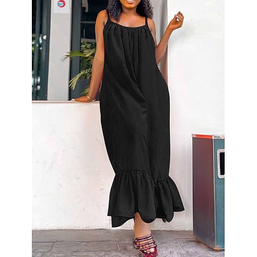 

Women's Jumpsuit High Waist Solid Color Crew Neck Streetwear Daily Going out Regular Fit Strap Black White S M L Summer