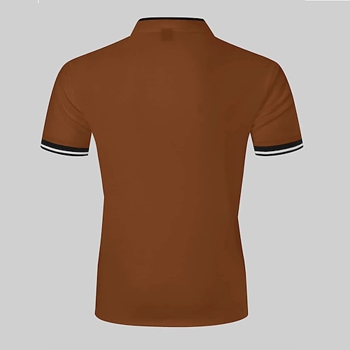  Herren Poloshirt Kragenlose Golfshirts Casual Festtage Ständer Kurzarm Modisch Basic Glatt Taste Sommer Regular Fit Schwarz Weiß Burgunderrot Poloshirt