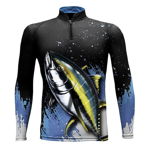 

Per uomo Camicia da pesca All'aperto Manica lunga Protezione UV Traspirante Leggero Asciugatura rapida Superiore Estate Primavera Esterno Per la pesca Nero / blu