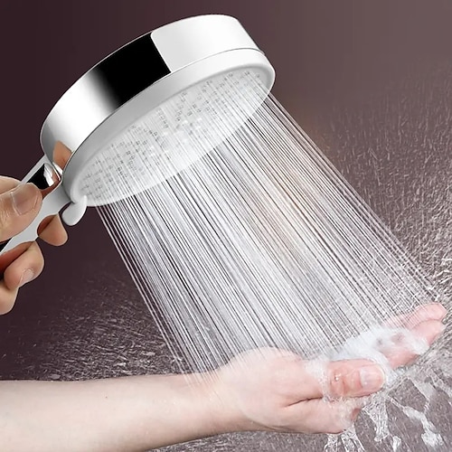 5-läges duschhuvud högtryckshandhållen spray, med stoppknapp justerbar högtrycksvattenbesparing, dusch badrumstillbehör, stor panel galvanisering fem-växlad duschmunstycke