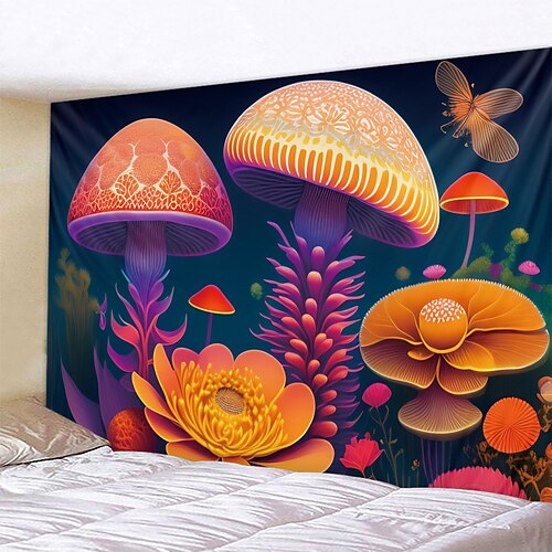 

Tapiz colgante de setas trippy, arte de pared, tapiz grande, decoración mural, fotografía, telón de fondo, manta, cortina, hogar, dormitorio, sala de estar, decoración