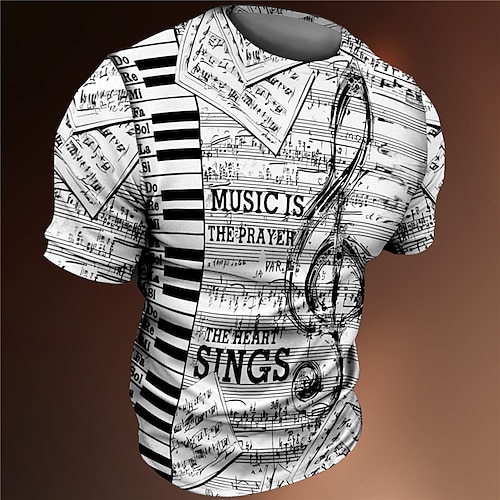 

Per uomo maglietta Magliette Pop art Note musicali Girocollo Abbigliamento Stampa 3D Esterno Informale Manica corta Stampa Di tendenza Originale Vintage