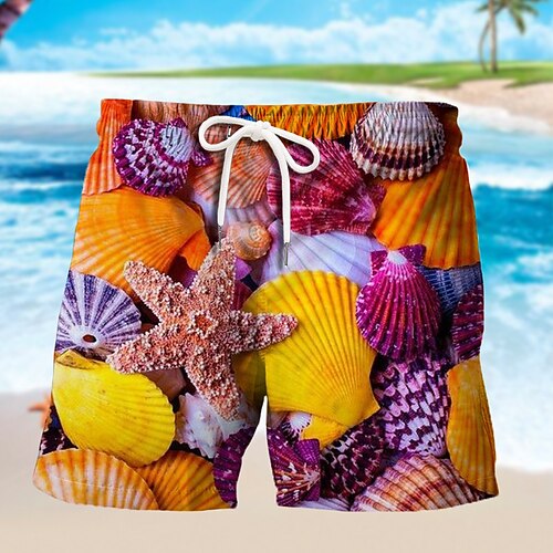 

Herre Surf shorts Badeshorts Sommer shorts Strandshorts Snørelukning med mesh-for Elastisk Talje Grafiske tryk Hurtigtørrende Korte Afslappet Daglig Ferie Boheme Hawaiiansk Gul Orange Mikroelastisk