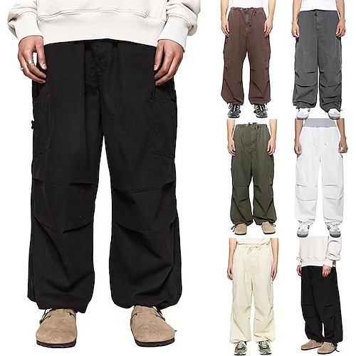 

Per uomo Pantaloni Pantaloni casual A cordoncino Liscio Comfort Traspirante Esterno Giornaliero Per uscire Di tendenza Streetwear Nero Bianco