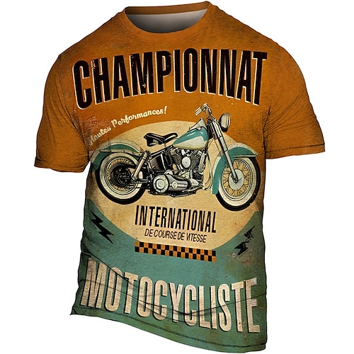 

Per uomo maglietta Pop art Moto Girocollo Abbigliamento Stampa 3D Esterno Giornaliero Manica corta Stampa Di tendenza Originale Vintage