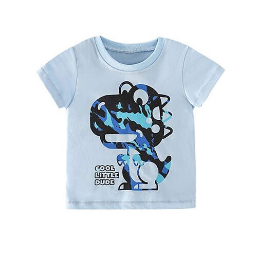 

Børn Drenge T-shirt T-shirt Dyr Tegneserie Kortærmet Børne Top Afslappet Yndig Daglig Sommer Himmelblå 2-8 år