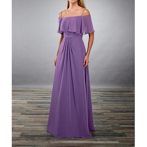

Linea-A Vestito da damigella Senza spalline / Scollatura dritta Mezza manica Schiena scoperta Lungo Chiffon / Shantung / Seta imitata con A pieghe / Con balze / Drappeggio 2022