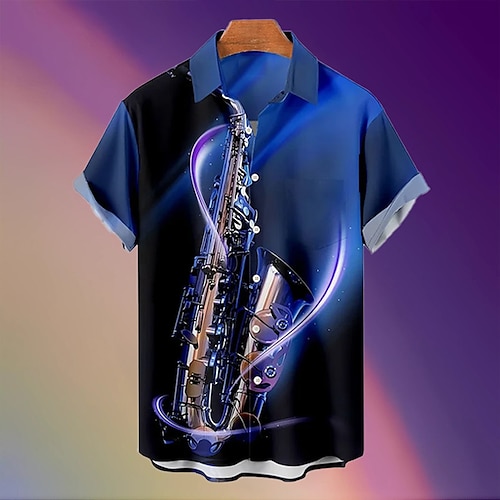 

Homme Chemise Chemise hawaïenne Dégradé Rayé Imprimés Photos Musique Instrument de musique Col rabattu Jaune Bleu Roi Bleu Extérieur Plein Air Manches courtes Bouton bas Imprimer Vêtement Tenue Mode