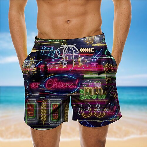 

Herre Surfeshorts Badeshorts Sommershorts Strandshorts Snorer med mesh fôr Elastisk midje Grafiske trykk Øl Hurtigtørkende Kort Avslappet Daglig Ferie Bohem Hawaiisk Svart Grønn Mikroelastisk