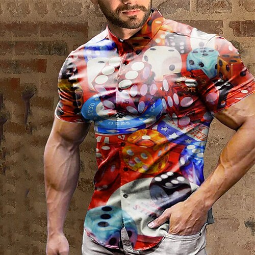 

Homens Camisa Social Estampas Abstratas Aberto para a Lateral Arco-íris Rua Casual Manga Curta Botão para baixo Imprimir Roupa Moda Roupa de rua Designer Macia