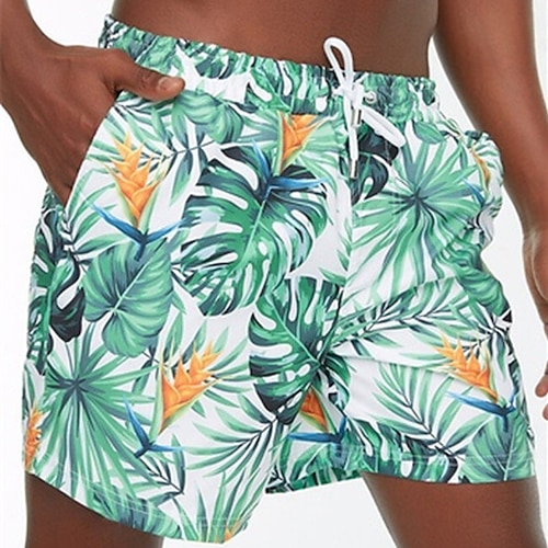 

Herre Surf shorts Badeshorts Sommer shorts Strandshorts Snørelukning med mesh-for Elastisk Talje Blad Tropisk Grafiske tryk Hurtigtørrende Korte Afslappet Daglig Ferie Boheme Hawaiiansk Grøn