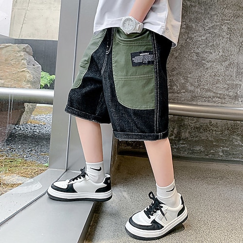 

Barn Gutt Shorts Fargeblokk Komfort Shorts utendørs Bedårende Daglig Svart Midje midje