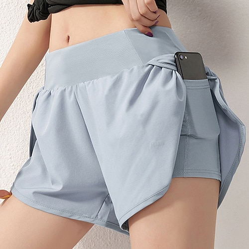 

Per donna Pantaloncini da corsa Pantaloncini da palestra 2 in 1 con tasca per telefono Pantaloni Sportivo Athleisure Traspirante Traspirazione umidità Morbido Fitness Allenamento in palestra Corsa