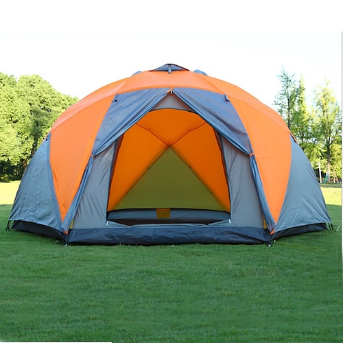 

8 personer Telt Familie Camping Telt Utendørs Vanntett UV Solbeskyttelse Vindtett Dobbelt Lagdelt Telt >3000 mm til Fisking Klatring Strand Polyester 380330195 cm