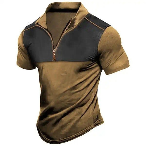 

Per uomo POLO Polo con zip Camicia da golf Golf Color Block Stampe astratte Vintage ▾ Colletto alla coreana Cachi Esterno Strada Manica corta Cerniera Stampa Abbigliamento Di tendenza Streetwear