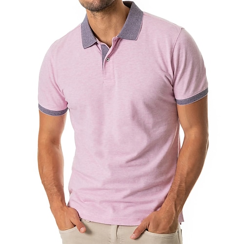 

Per uomo POLO Camicia da golf Golf Strada Informale Bavero Manica corta Di tendenza Essenziale Tinta unica Liscio Pulsante Estate Standard Verde chiaro Rosa POLO