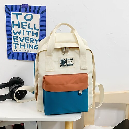 

Per donna zaino Zaino per la scuola Scuola Tinta unica Nylon Massima capacità Duraturo Ciondolo Nero Bianco Blu