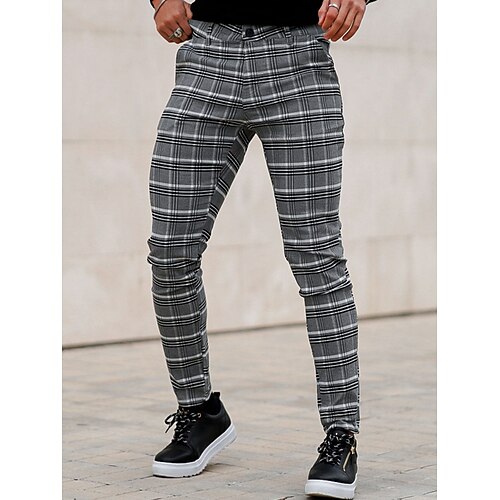 

Per uomo Pantaloni Chino Pantaloni chino Pantaloni eleganti scozzesi Tasche A quadri Comfort Traspirante Esterno Giornaliero Per uscire Misto cotone Di tendenza Streetwear Grigio scuro Grigio