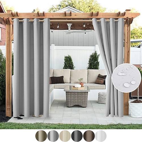 

Waterproof Outdoor Curtain Privacy, Sliding Patio Curtain Farmhouse Drapes, Pergola Curtains Grommet For Gazebo, Balcony, Porch, Party, Hotel, 1 Panel