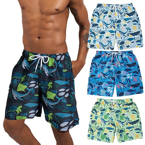 

Herre Surf shorts Badeshorts Shorts med mesh-for Grafiske tryk Komfort Åndbart Ferie I-byen-tøj Hawaiiansk Boheme Marineblå Blå