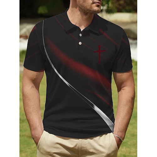 

Per uomo POLO Camicia da golf Golf Stampe astratte Lineare Collo ripiegabile Nero Esterno Strada Maniche corte Bottone giù Stampa Abbigliamento Sportivo Di tendenza Streetwear Originale