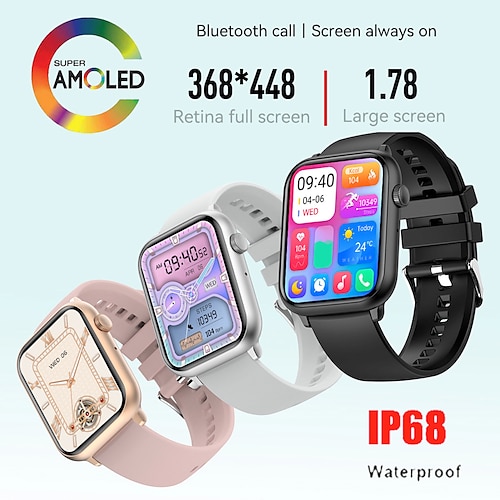 

HK27 Montre intelligente 1.78 pouce Smartwatch Montre Connectée Bluetooth ECG PPG Podomètre Rappel d'Appel Compatible avec Android iOS Femme Hommes Imperméable Longue Veille Mode Mains-Libres IP68