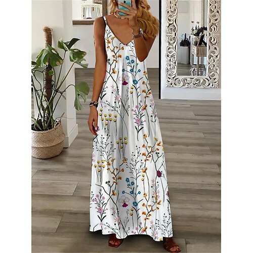 

abito maglione lungo da donna maxi abito maglione abito maglione casual una linea abito maglione abito maglione antiscivolo moda floreale streetwear all'aperto quotidiano data increspato stampa senza