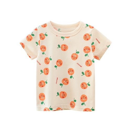 

Børn Pige T-shirt Tegneserie Afslappet Kortærmet Yndig 7-13 år Sommer Beige