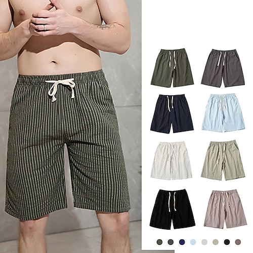 

Per uomo Pantaloncini Pantaloncini estivi Pantaloncini da spiaggia A cordoncino Vita elastica Banda Comfort Traspirante Esterno Giornaliero Per uscire Di tendenza Streetwear Nero Bianco