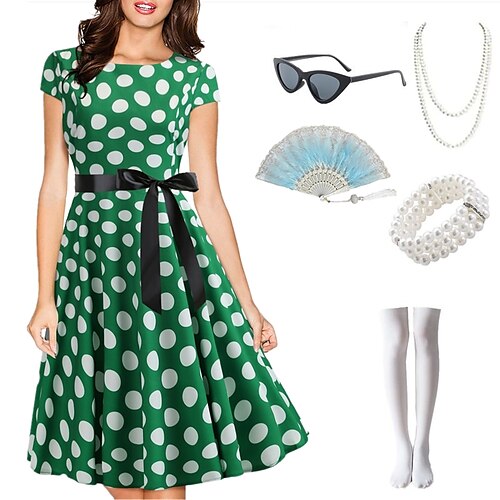 

Audrey Hepburn Retro Vintage Swing Dress Flare Dress Women's Costume Vintage Cosplay Party Daily Wear 1 Bracelet